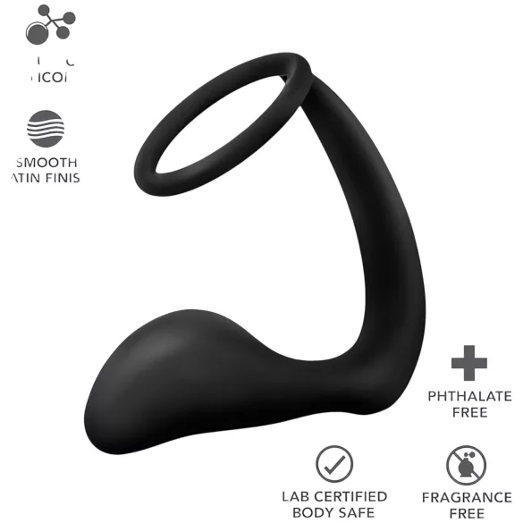 Anal Abenteuer Platin - Anal Dildo mit Penisring (Schwarz)