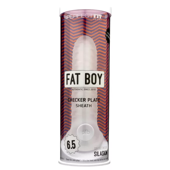 Perfect Fit - Fat Boy Checker Box - Penismanschette (17 cm, weiß)