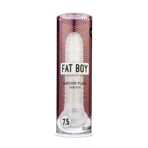 Perfect Fit - Fat Boy Checker Box - Penismanschette (19 cm, weiß)