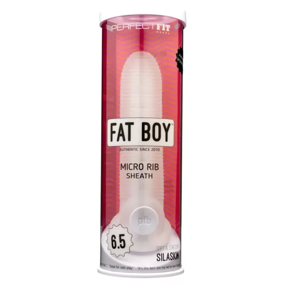 Perfect Fit - Fat Boy Micro Ribbed - Penishülle (17 cm, weiß)