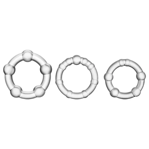 Stay Hard - Vielseitiges Penisring-Set - 3er Set (Transparent)