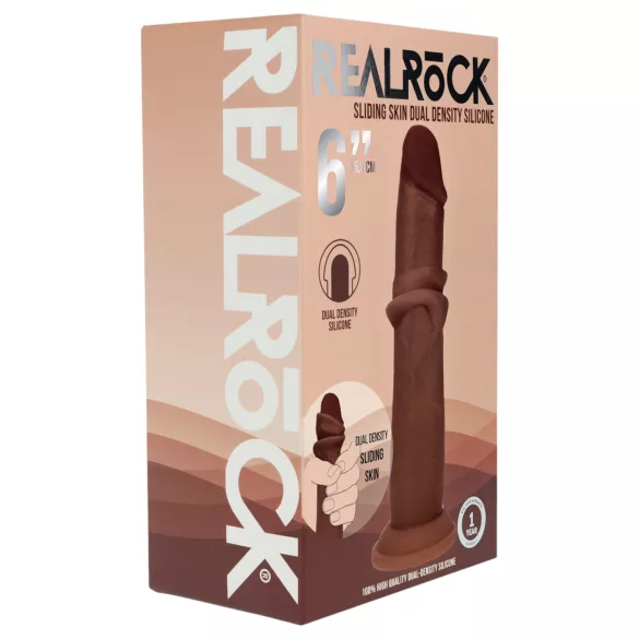RealRock - realitätsnaher Dildo mit doppelter Dichte (braun) - 15,5 cm
