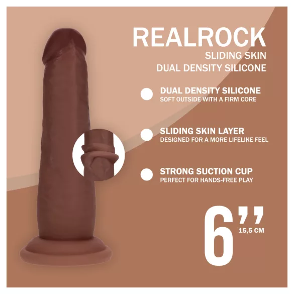 RealRock - realitätsnaher Dildo mit doppelter Dichte (braun) - 15,5 cm