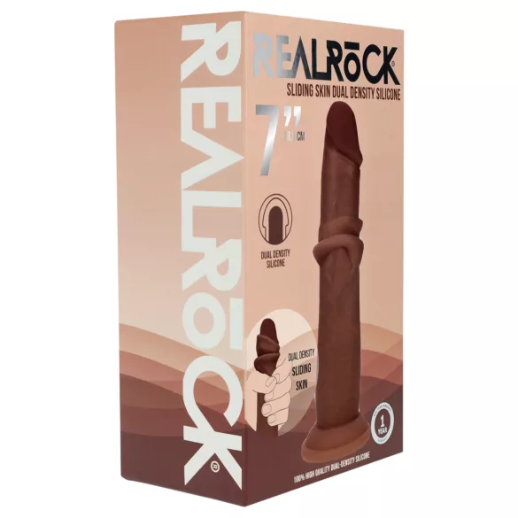 RealRock - naturgetreuer Dildo mit doppelter Dichte (braun) - 18,5 cm