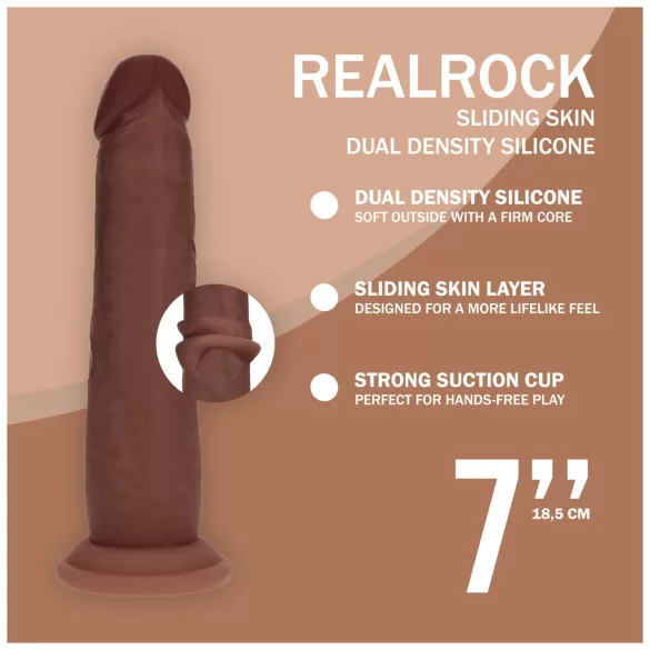 RealRock - naturgetreuer Dildo mit doppelter Dichte (braun) - 18,5 cm