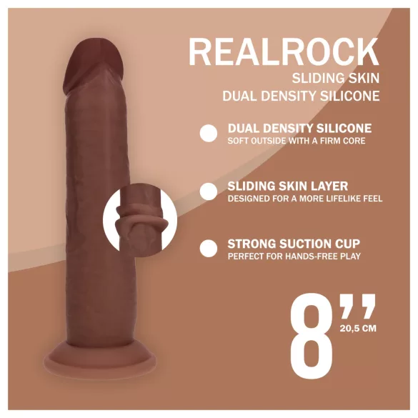 RealRock - Lebensechter Dildo mit doppelter Dichte (braun) - 20,5 cm