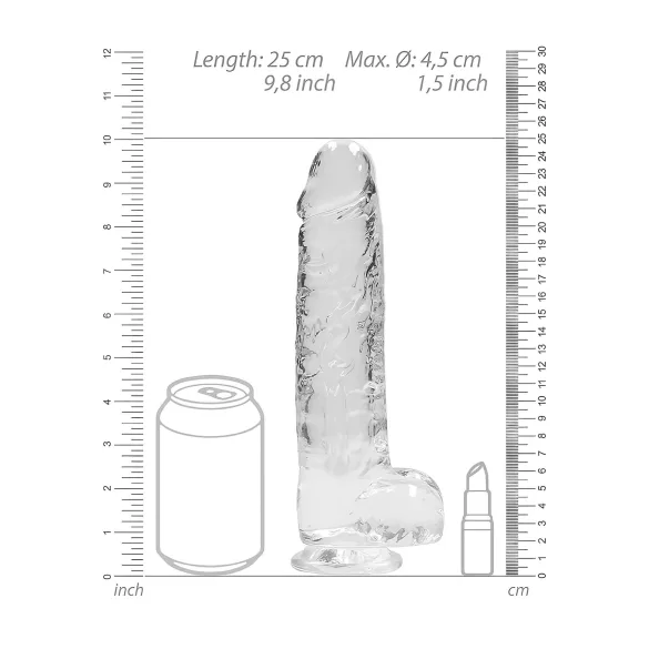 RealRock - transparenter, naturgetreuer Dildo (transparent, 22 cm)