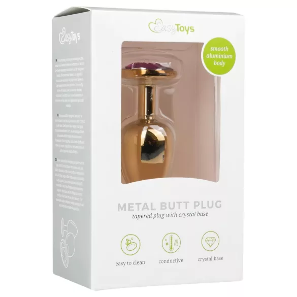 EasyToys Metal No.1 - Analplug in Kegelform mit lila Stein (gold, 2,5 cm)