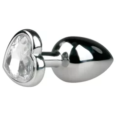   EasyToys Metal No.2 - Analplug mit herzförmigem Stein (silber-weiß)