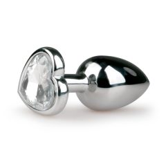   Easytoys Metall Nr.2 - Anal-Dildo mit herzförmigem Stein (Silber-Weiß) (2,5 cm)