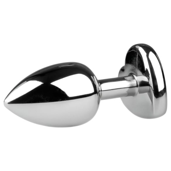 Easytoys Metall No.2 - Analplug mit Herzstein (Silber-Weiß)