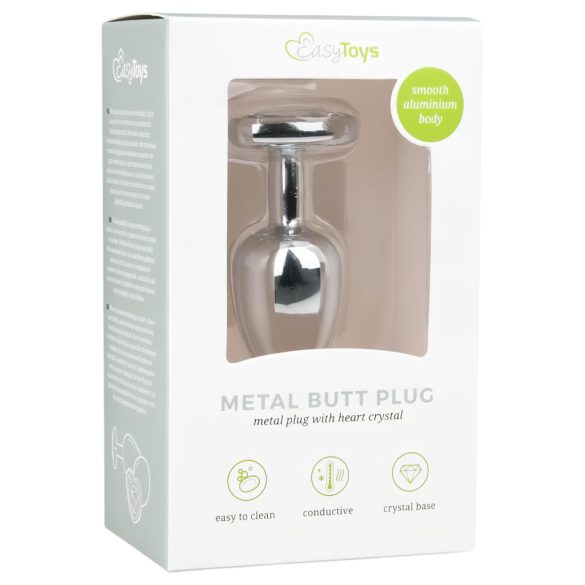 Easytoys Metall No.2 - Analplug mit Herzstein (Silber-Weiß)
