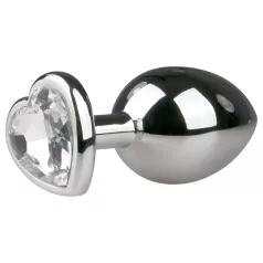   Easytoys Metall No.7 - Herz-Analplug mit weißem Stein - Silber