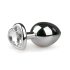 Easytoys Metall Nr.7 - Herzförmiger Plug mit weißem Kristall - Silber