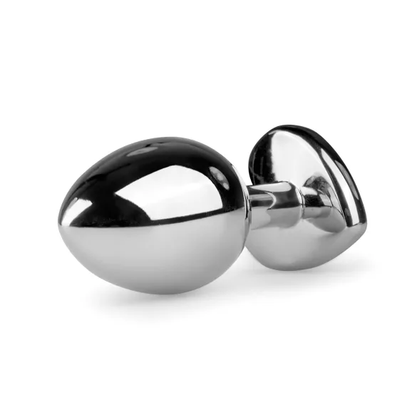 Easytoys Metall No.7 - Herz-Analplug mit weißem Stein - Silber