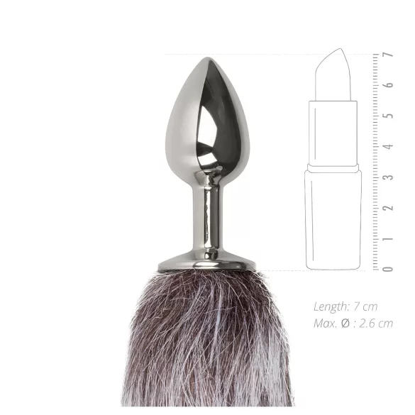 Easytoys Fox NO5 - Metall Anal Plug mit Fuchsschwanz (Silber-Silber)