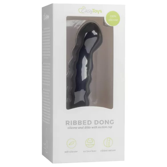 Easytoys Ribbed - Saugfuß Analdildo (14cm) - schwarz