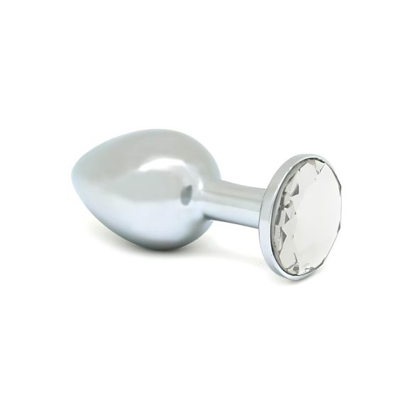 Rimba XS - Transparenter Metall-Analsplug mit Stein (Silber)