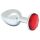Rimba XS - Roter Edelstein, Metall Anal Plug (Silber)