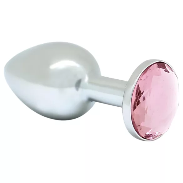 Rimba XS - Analplug aus Metall (silber) mit rosa Stein