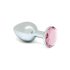 Rimba XS - Pink Kristall, Metall Analplug (Silber)