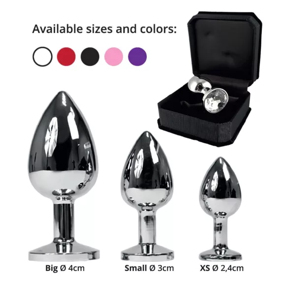 Rimba XS - Analplug aus Metall (silber) mit rosa Stein
