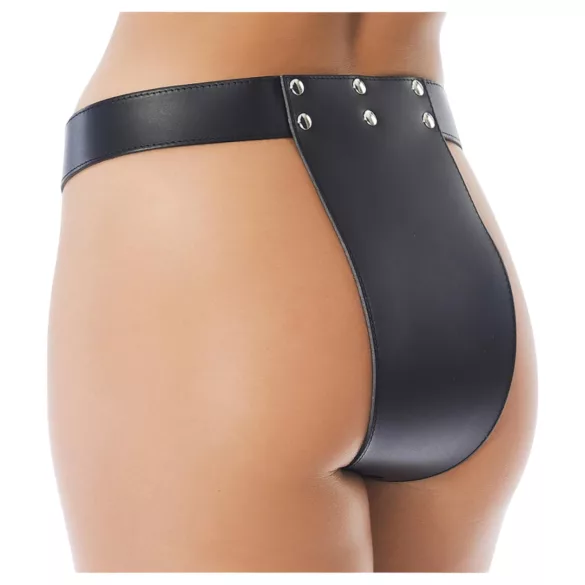 Rimba - offener Leder-Keuschheitsgürtel (schwarz) - M/L