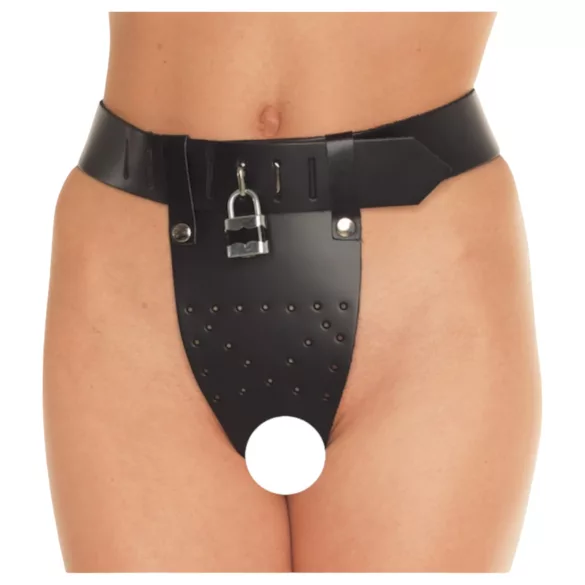 Rimba - offener Leder-Keuschheitsgürtel (schwarz) - M/L