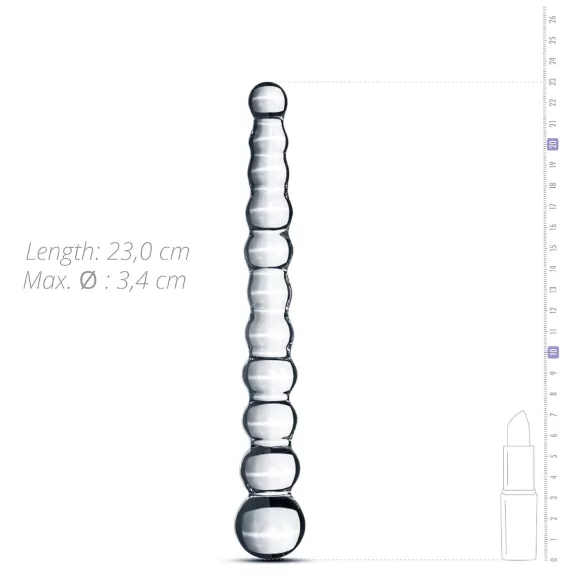 Gildo Glas Nr. 20 - Perlen-Glasdildo (transparent)