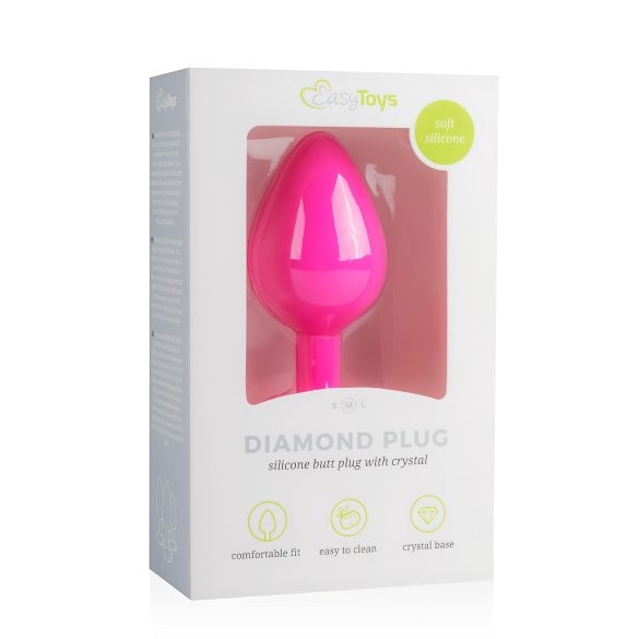 Easytoys Diamond - Analplug mit weißen Steinen (mittel) - Rosa
