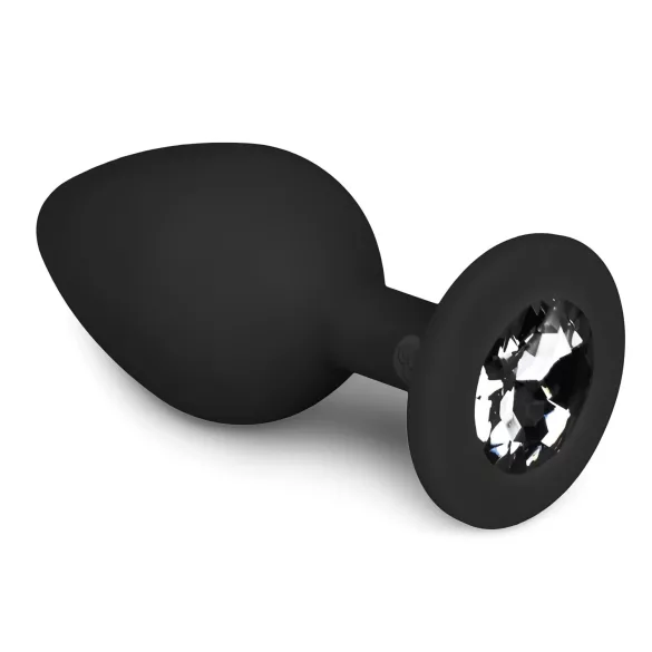 Easytoys Diamond - Schwarz, mit weißen Steinen Anusplug (mittel)