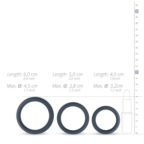 Boners - Silikon Penisringe Set - 3 St. (grau)