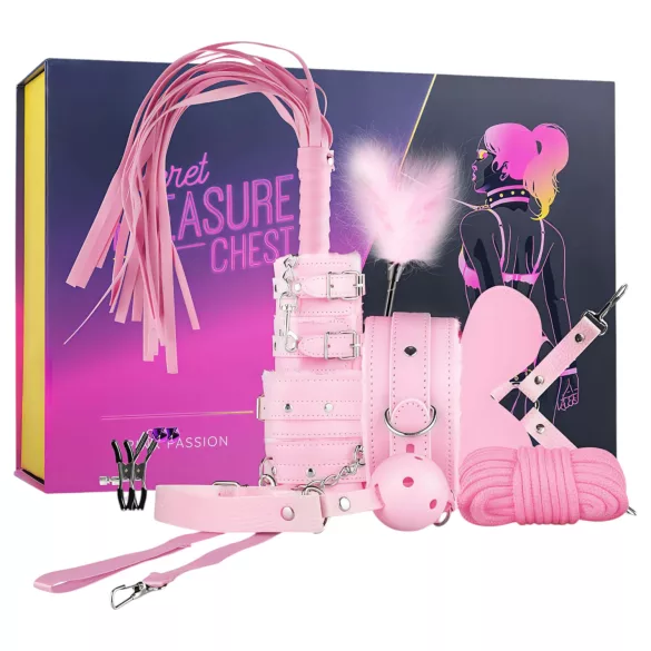 Secret Pleasure Chest - Fortgeschrittenes BDSM-Set - 14-teilig (Pink)