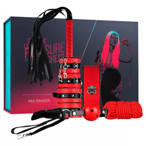 Secret Pleasure Chest - Fortgeschrittenes BDSM-Set - 10-teilig (rot)
