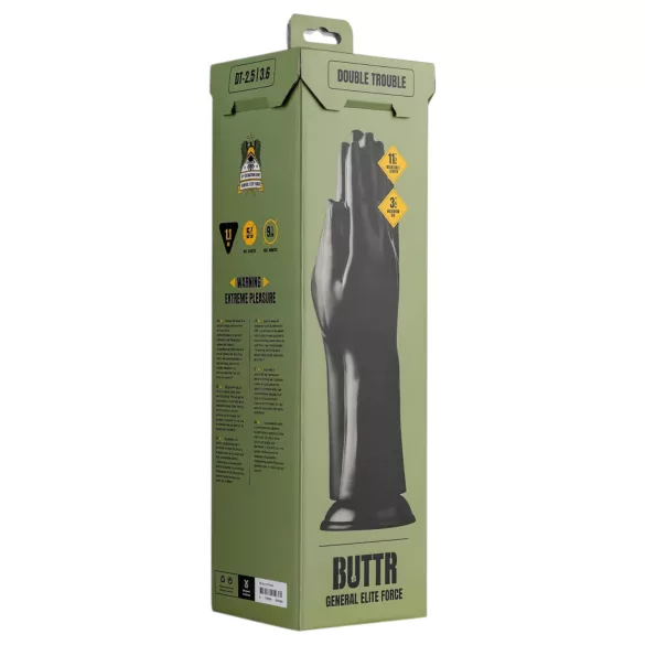 BUTTR Double Trouble - Saugnapf-Fistingdildo (schwarz)