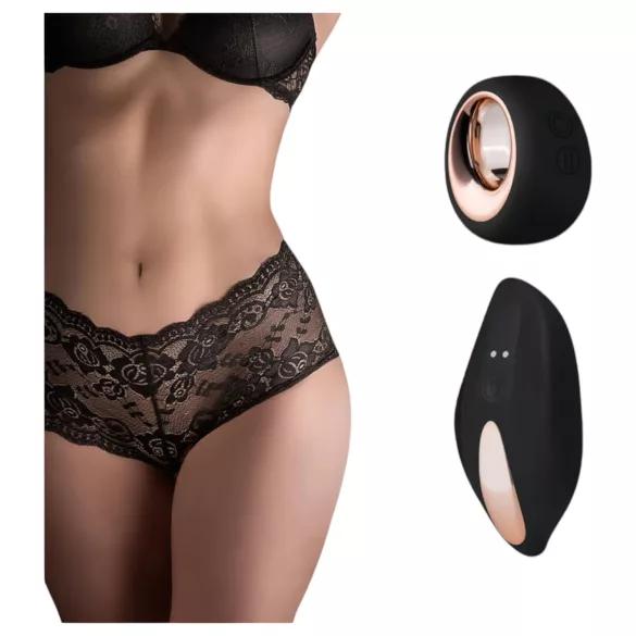 Pantyrebel - Akku-betriebener, kabelloser Vibrations-Tanga, schwarze Panty (Größe S-L)