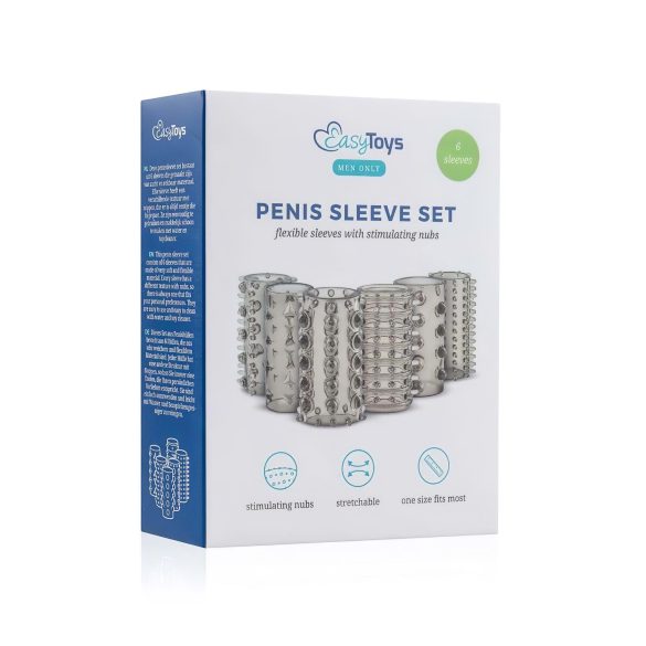 Easytoys Penis Sleeve - Penismanschetten-Set - Grau (6 Stück)