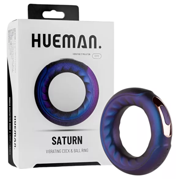 Hueman Saturn - Akku Penisring vibrierend & wasserdicht (Lila)
