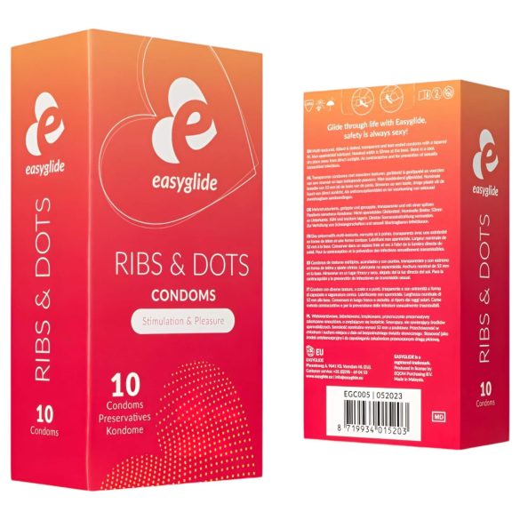 EasyGlide Ribs & Dots - gerippte & gepunktete Kondome (10 Stk.)