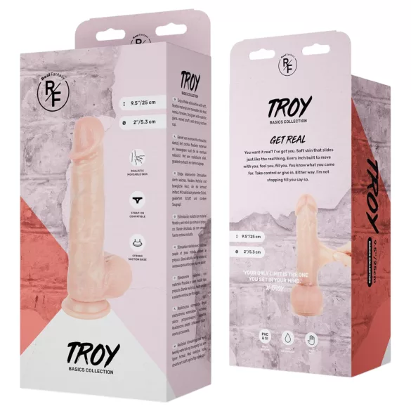Real Fantasy Troy - naturgetreuer Dildo mit beweglicher Haut (hautfarben) - 25 cm