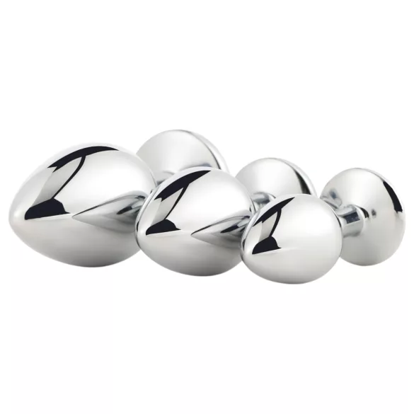 Gleaming Love - Metall-Analplug-Set (silber, 3-teilig)