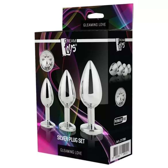Gleaming Love - Metall-Analplug-Set (silber, 3-teilig)