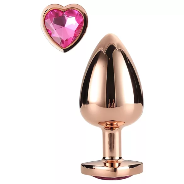 Gleaming Love Aluminium-Analplug mit Herzstein (Roségold)
