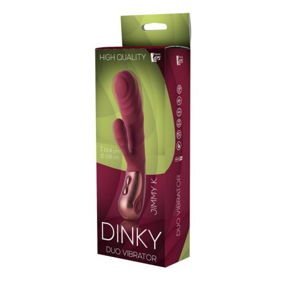 Dinky Jimmy K. Duo - Akkubetriebener Vibrator mit Klitorisarm (Burgunderrot)