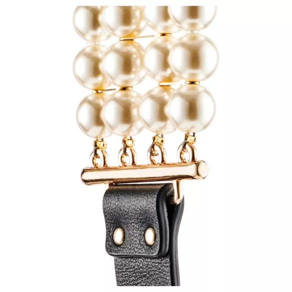 Allure - Perlenhalsband mit Leine (schwarz)