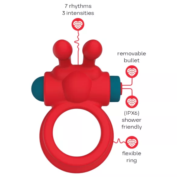 Dreamtoys Love Signal - vibrierender Penisring (rot)