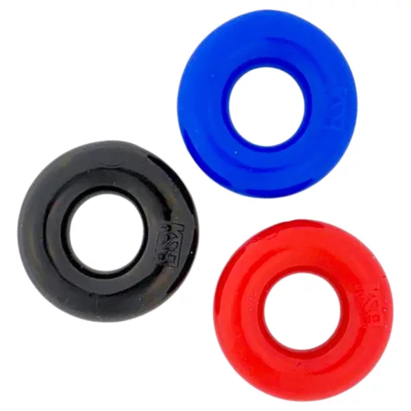 Kiotos Max-Stretch - dehnbares Penisring-Set (schwarz/rot/blau)
