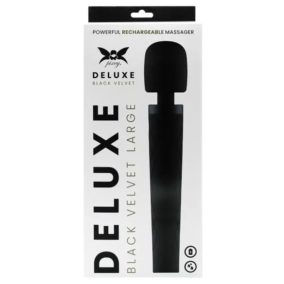 Pixey Deluxe Black Velvet - Zauberstab-Vibrator Größe L (schwarz)