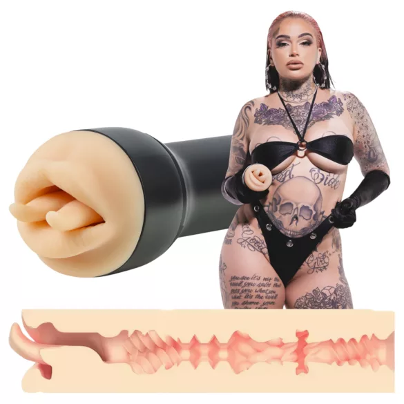 Kiiroo Feel Leigh Raven - Mundmasturbator mit gespaltenem Zungenansatz (naturfarben)