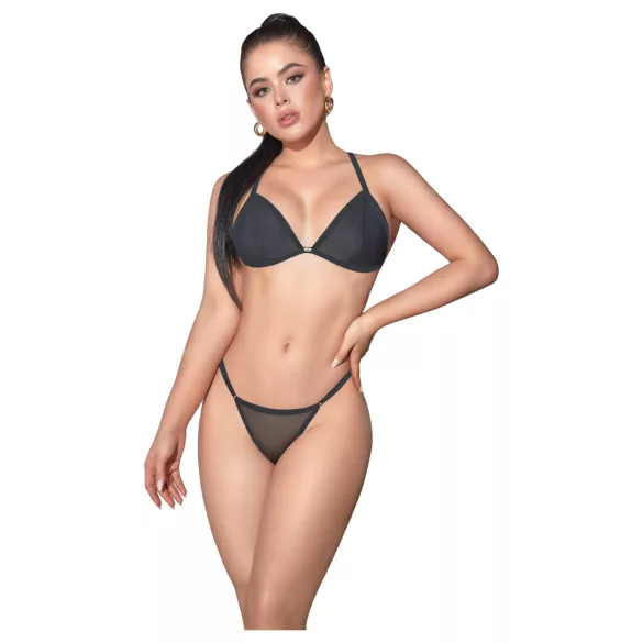 Zôf Nina - transparentes BH- und Tanga-Set (schwarz)